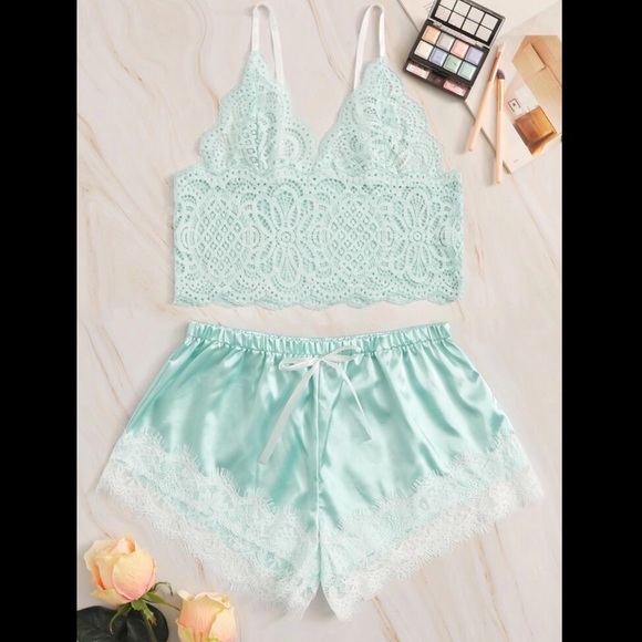 Other - Light Turquoise, Lace and Satin, Lingerie Set